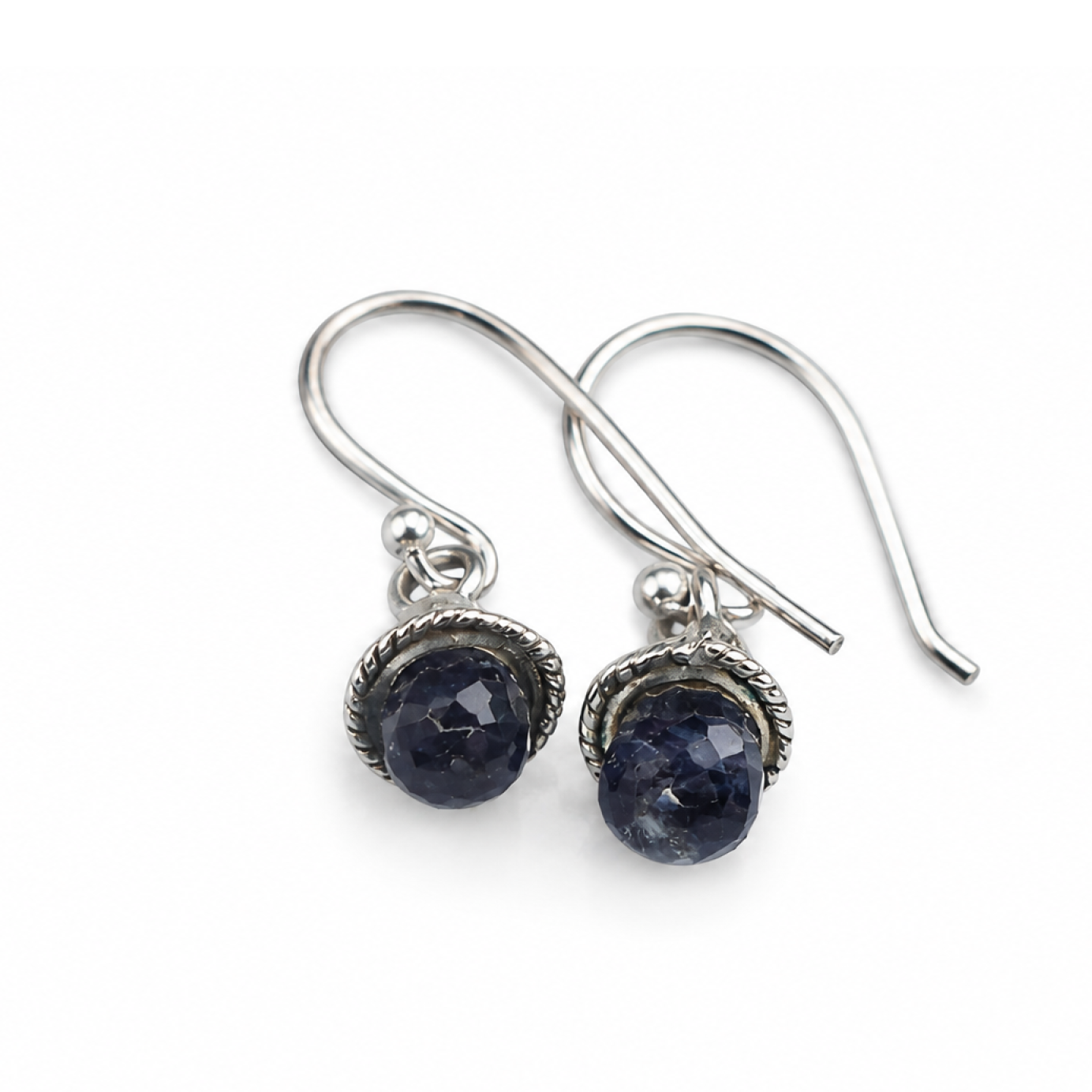 Clear blue purple Iolite pear 925 Sterling Silver Earrings 29 mm