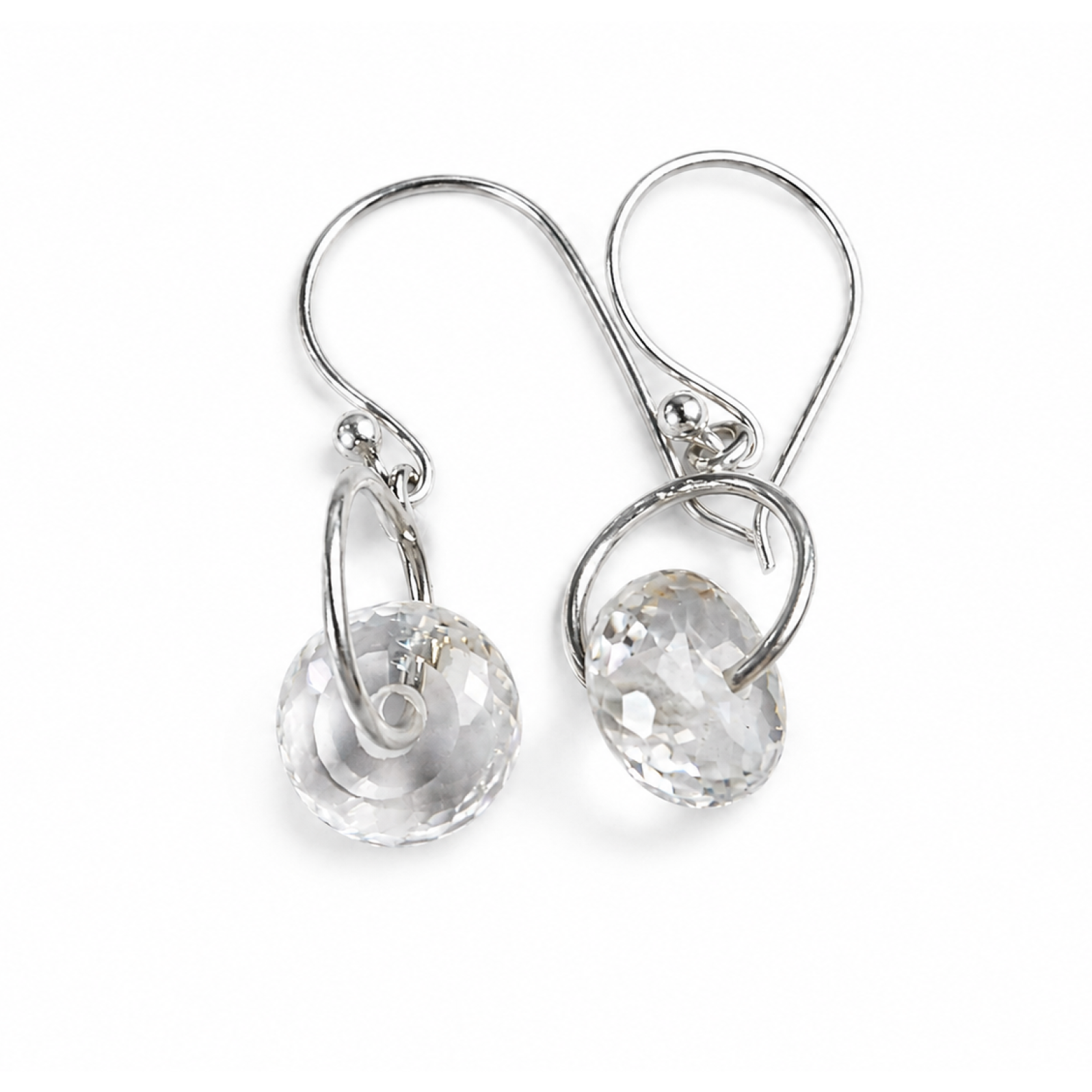 Clear white topaz dognuth 925 Sterling Silver Earrings 33 mm