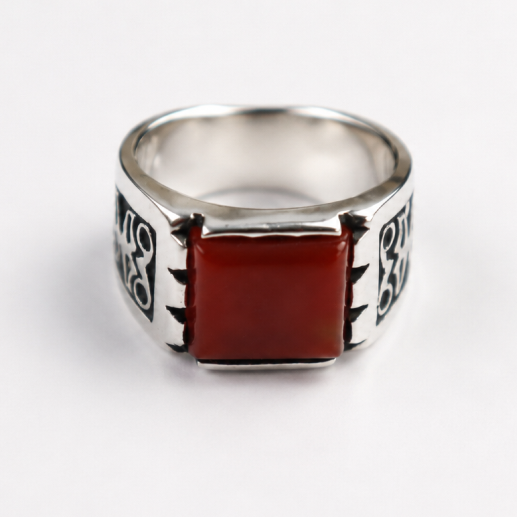brown red Carnelian rectangle 925 Sterling Silver Ring Size 6.25