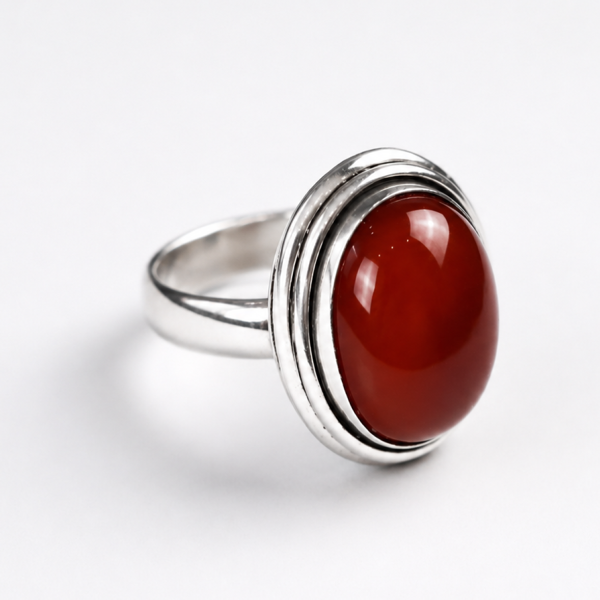 brown red Carnelian oval 925 Sterling Silver Ring Size -2.00