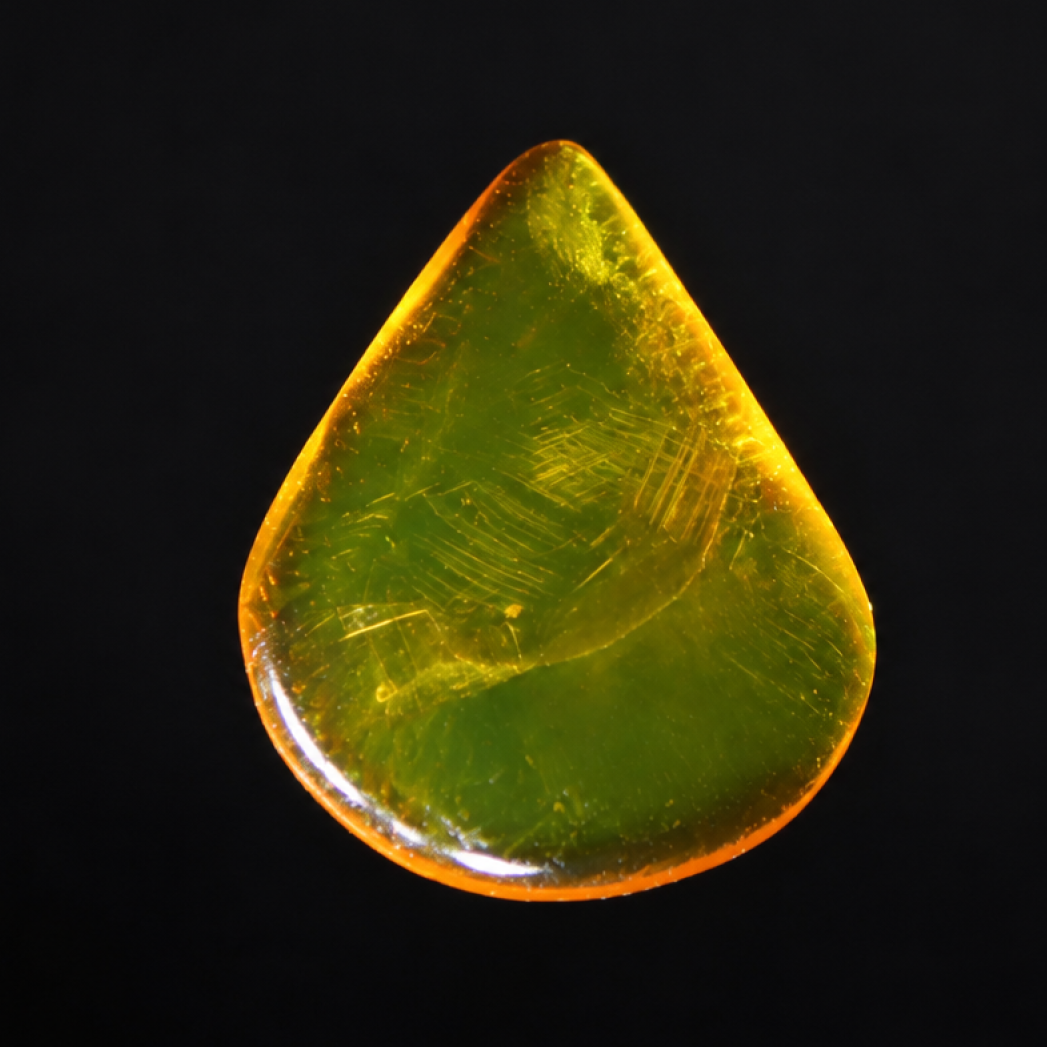 Clear green yellow Natural Dominican Amber teardrop Polished Stone 24 mm