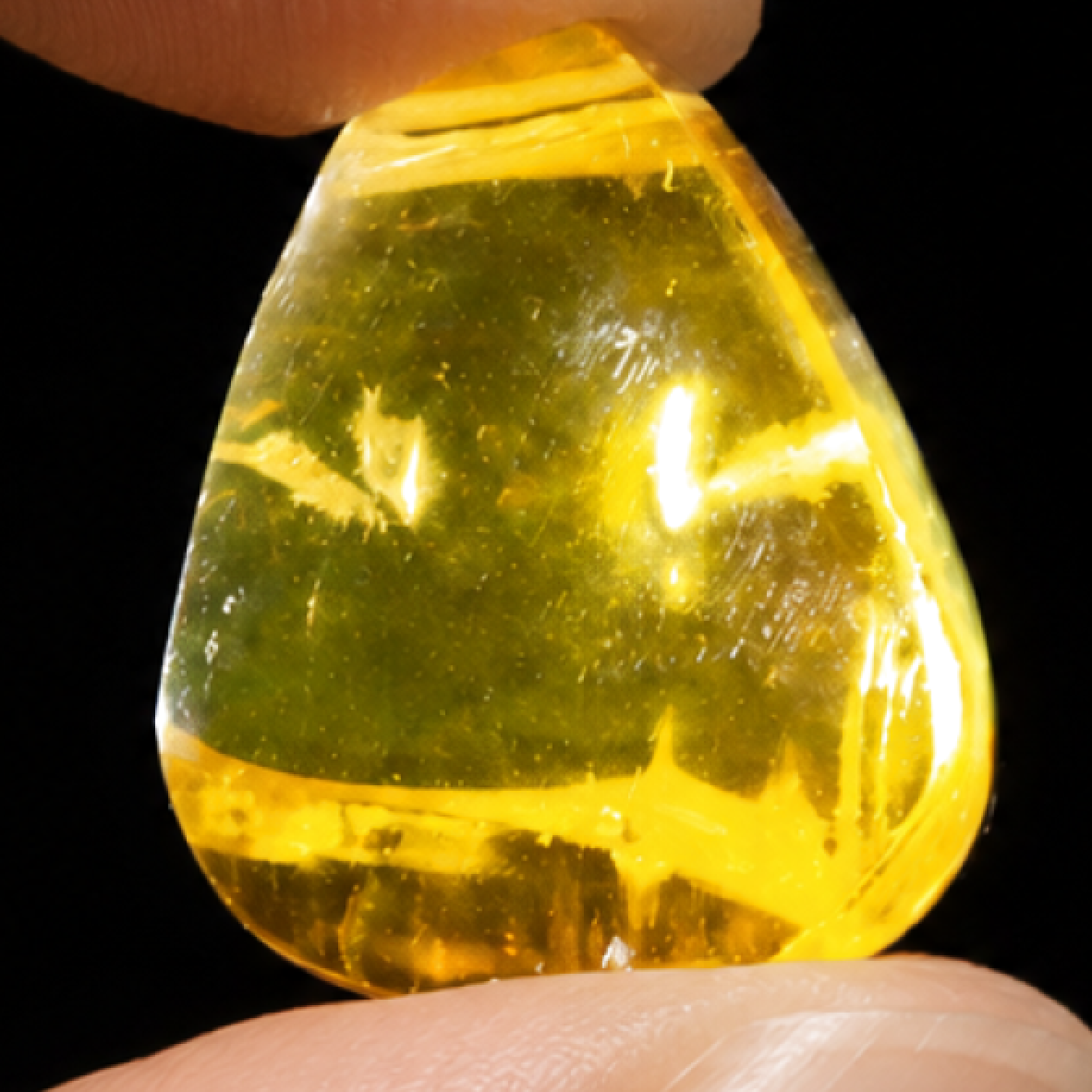 Clear yellow orange Natural Dominican Amber teardrop Polished Stone 20 mm