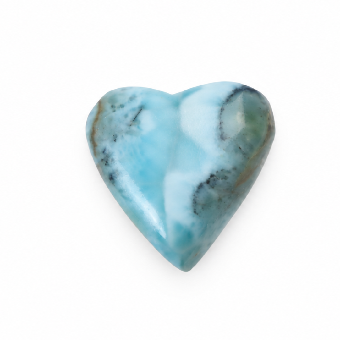 Genuine Ocean Blue Larimar Heart No Metal Stones 23mm 0g