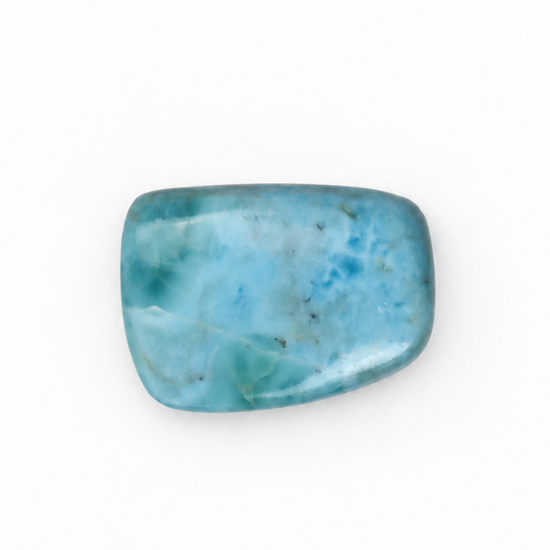 Artisan crafted sea blue polished Dominican Larimar 26mm