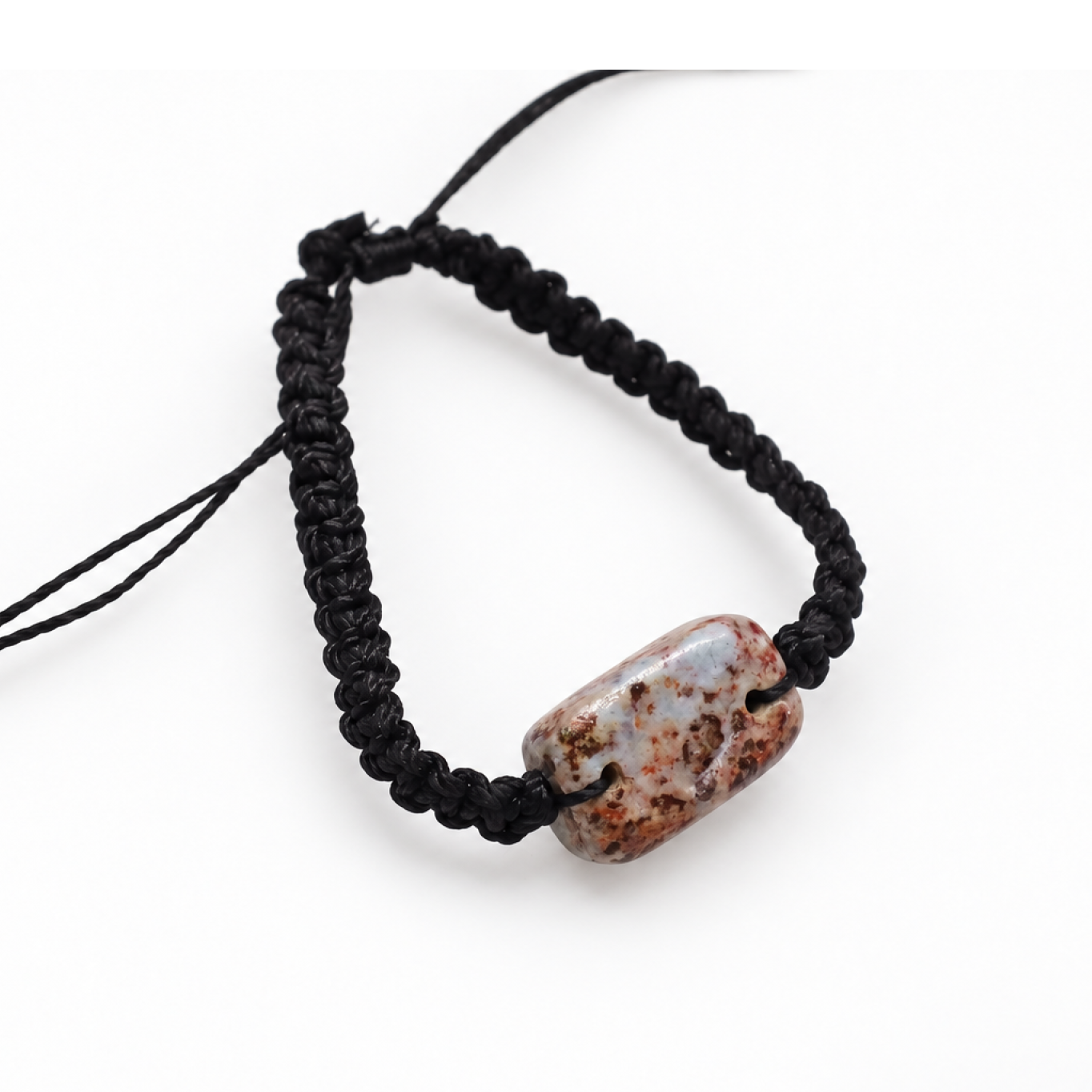 Handmade red blue Dominican Larimar macrame bracelet 24mm