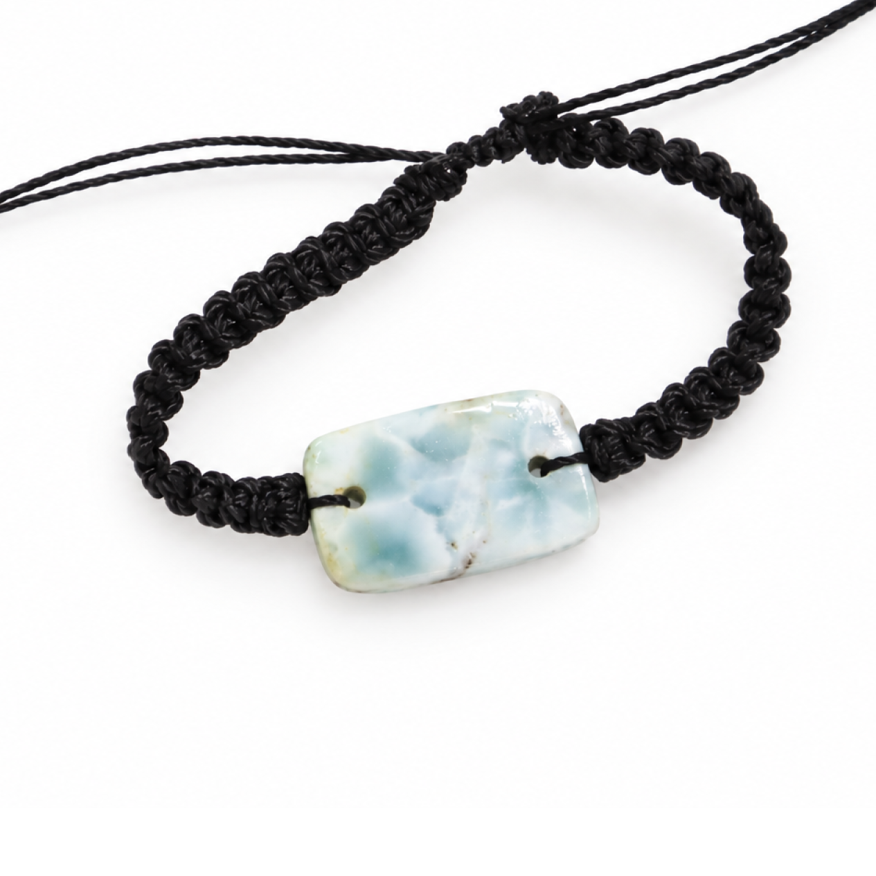 Expertly crafted light blue Dominican Larimar macrame bracelet 29mm