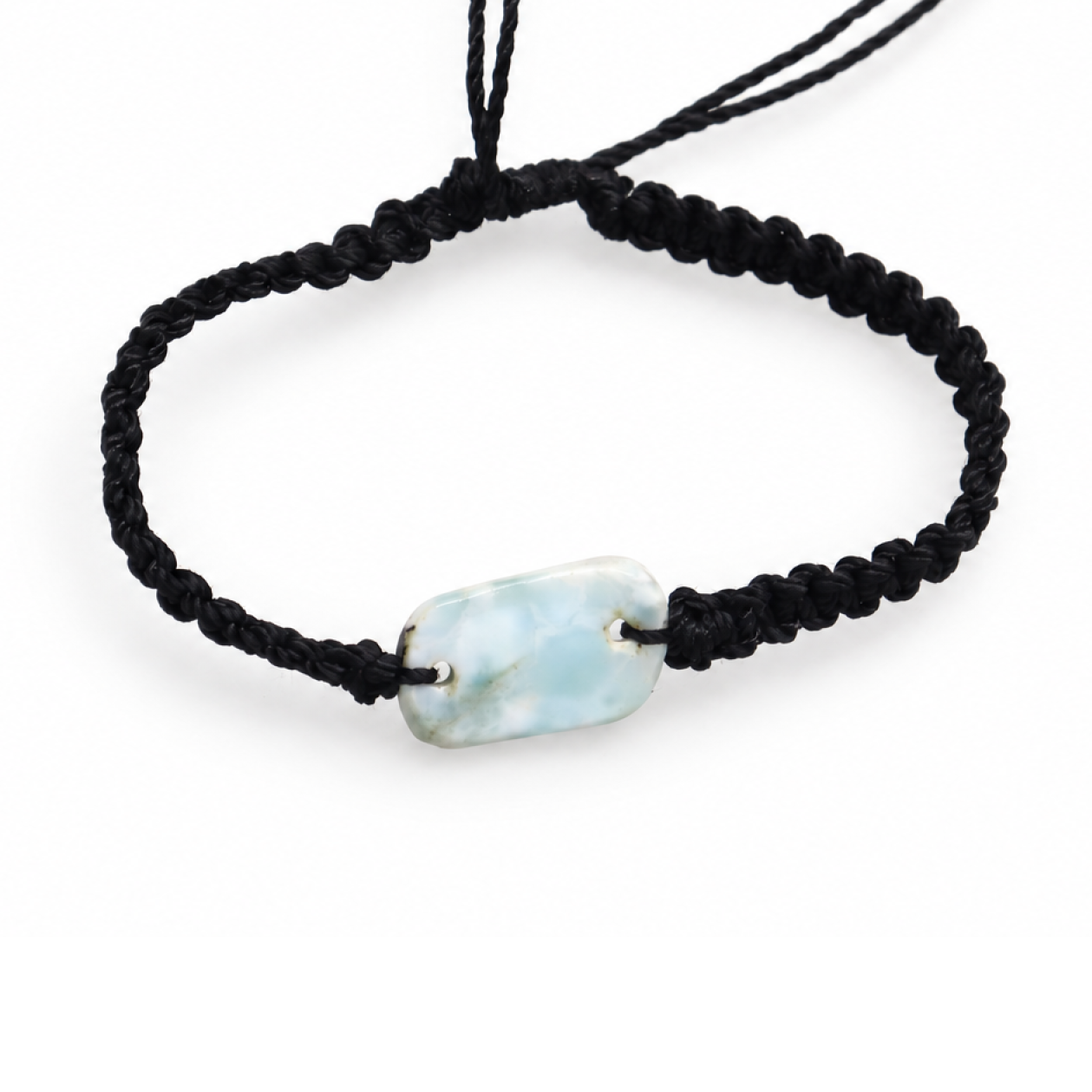 Artisan made sky blue Dominican Larimar macrame bracelet 21mm