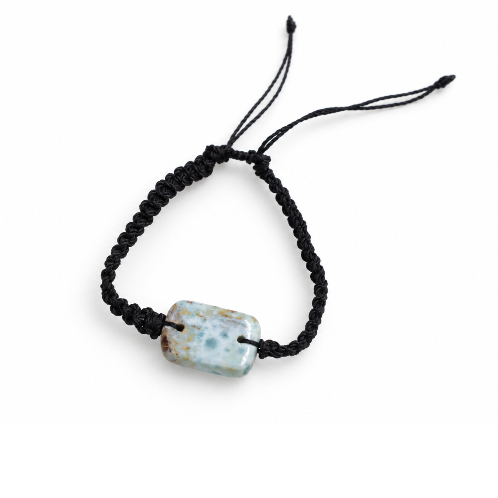 Artisan made red blue Dominican Larimar macrame bracelet 24mm
