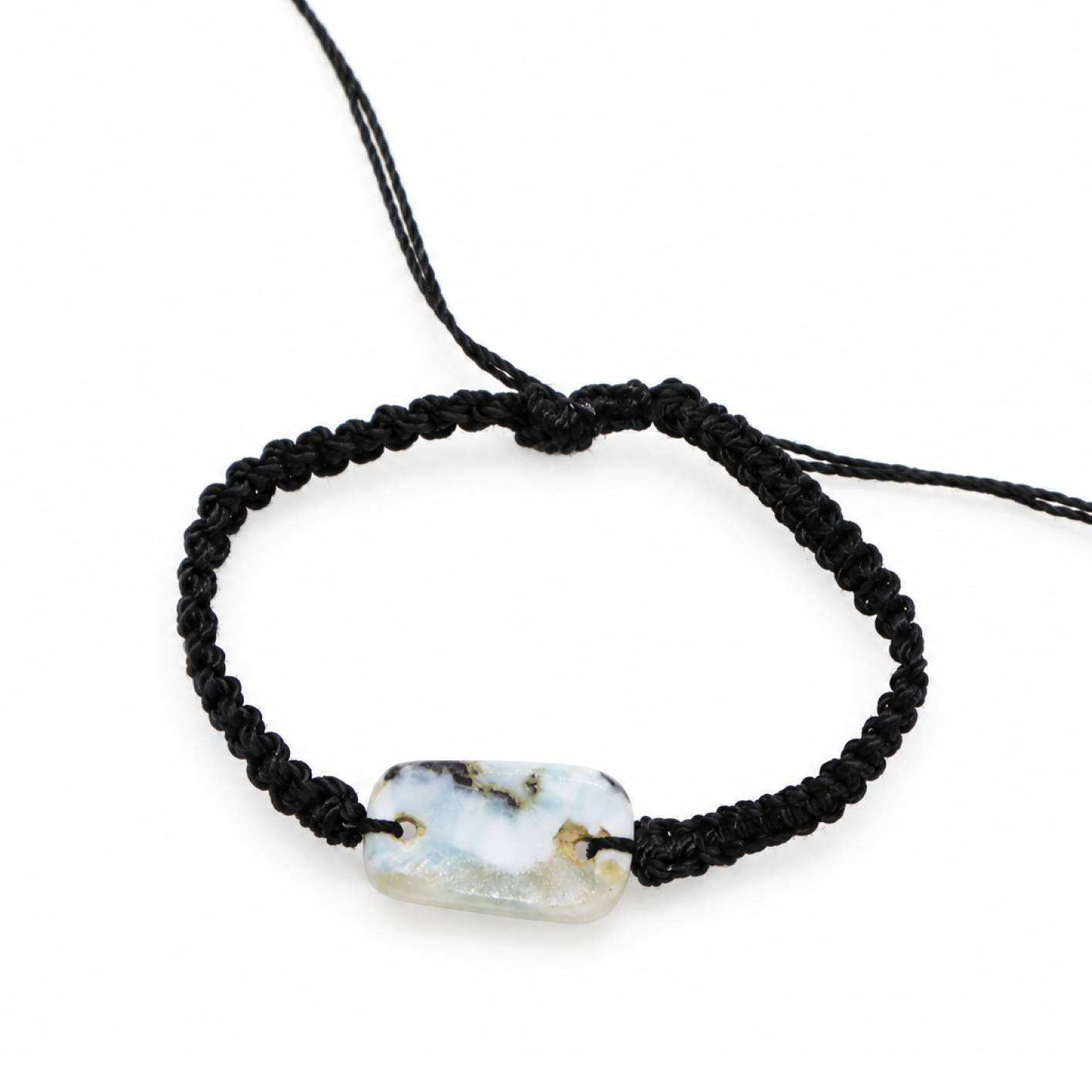 Handmade light blue Dominican Larimar macrame bracelet 20mm