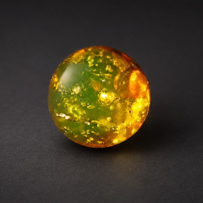 Pure natural orange green Dominican amber spheres/ball 22.5mm