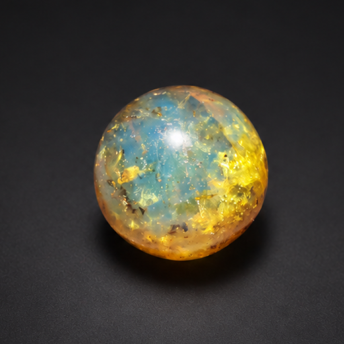 Natural yellow blue Dominican amber sphere/ball 21mm