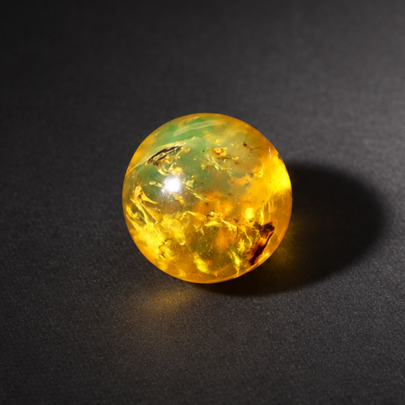 Natural green yellow Dominican amber sphere/ball 20.2mm