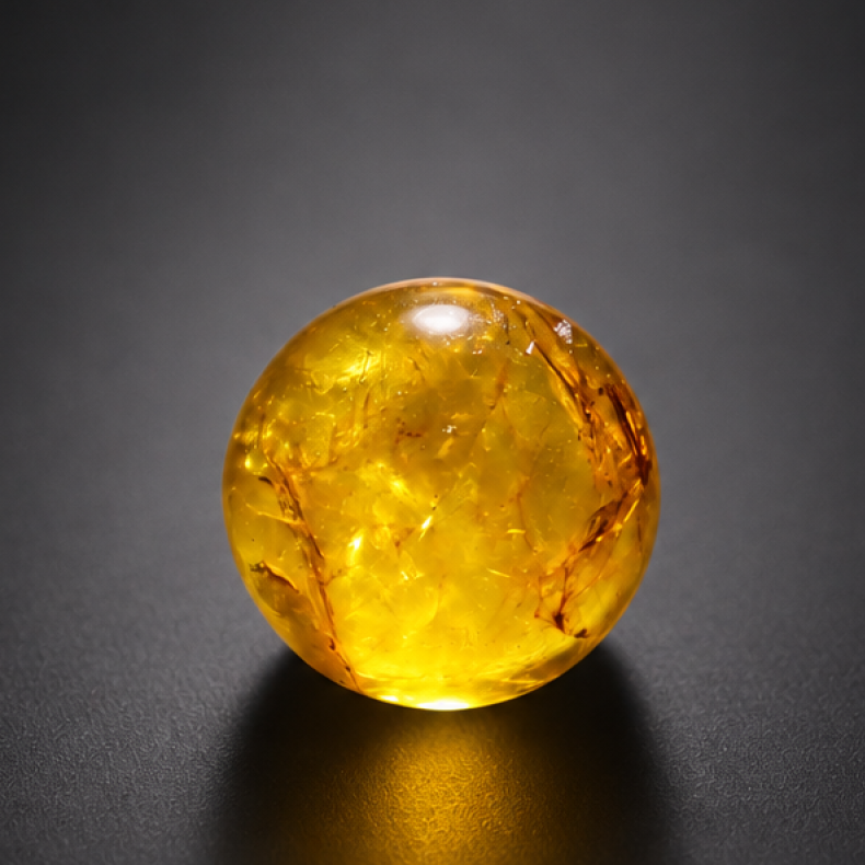 Untreated orange yellow Dominican amber sphere/ball 21mm