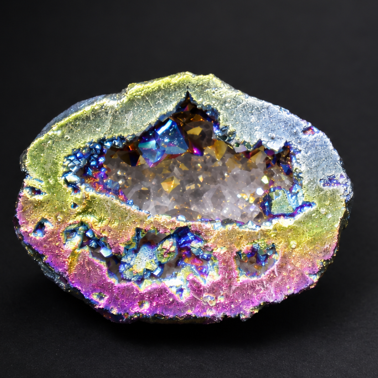 Genuine rainwow pink titanium aura quartz druzy geode raw specimen 46mm